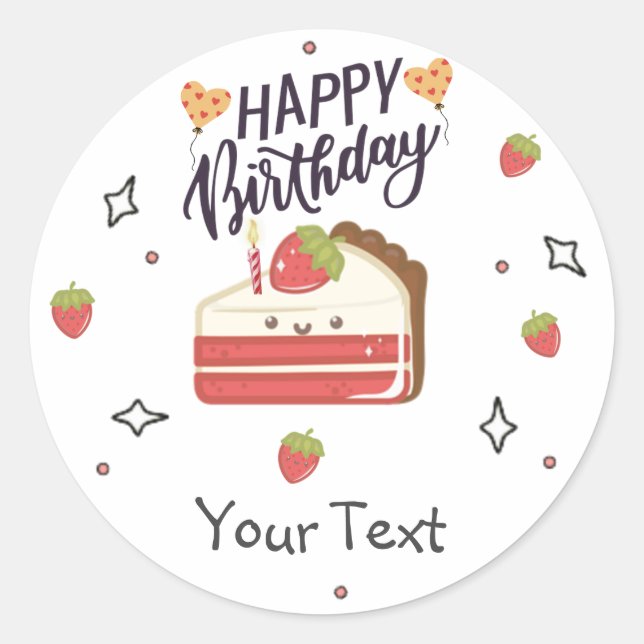 Happy Birthday Colourful Party Cake Classic Round Sticker (Front)