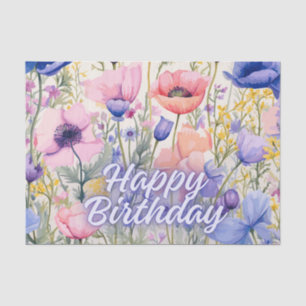Happy Birthday Colourful Poppy Flowers  Tissue Paper
