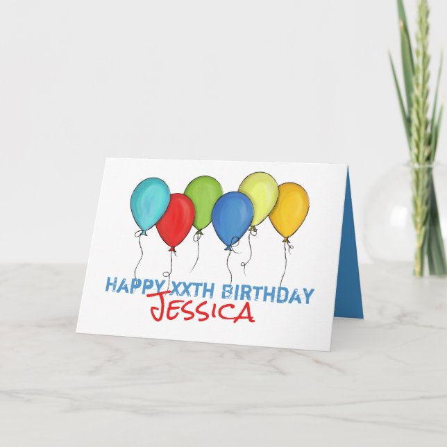 Happy Birthday Colourful Rainbow Balloons Confetti Card (Front)
