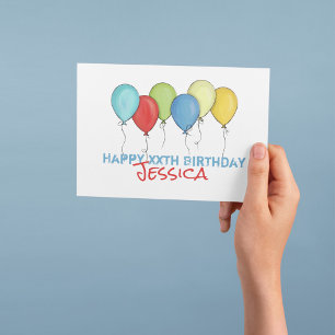 Happy Birthday Colourful Rainbow Balloons Confetti Card