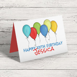 Happy Birthday Colourful Rainbow Balloons Confetti Card