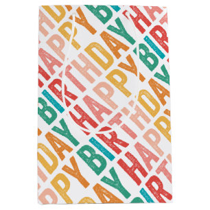 Happy Birthday Colourful Rainbow Medium Gift Bag