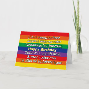 Happy Birthday Colourful Rainbow Stripes Foil Greeting Card