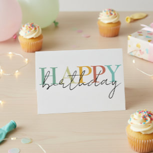  Happy Birthday Colourful Simple  Card
