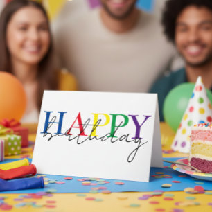  Happy Birthday Colourful Simple  Card