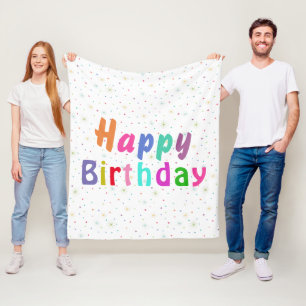 Happy Birthday Colourful Stars and Text   Fleece Blanket