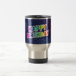 Happy Birthday, colourful text design Travel Mug