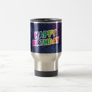 Happy Birthday, colourful text design Travel Mug