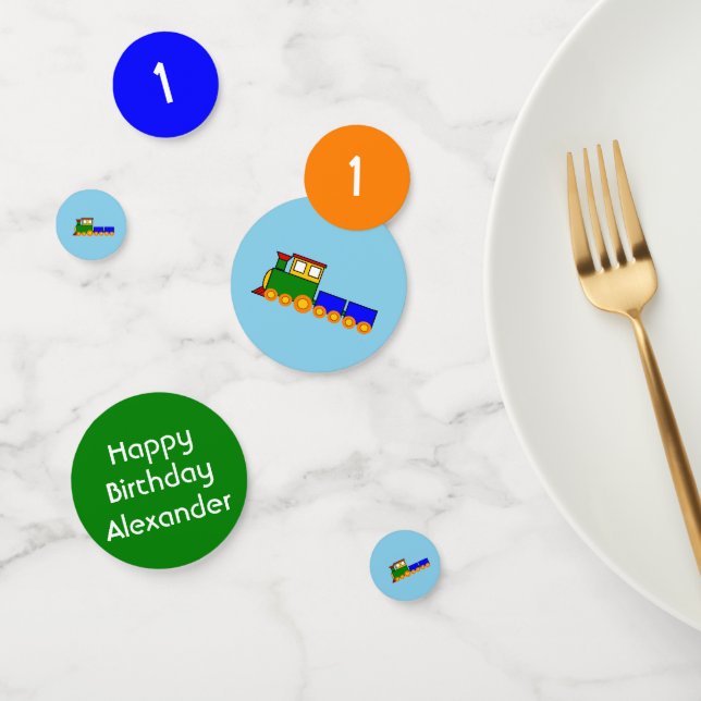 Happy Birthday Colourful Train-themed Boy Confetti (Group)