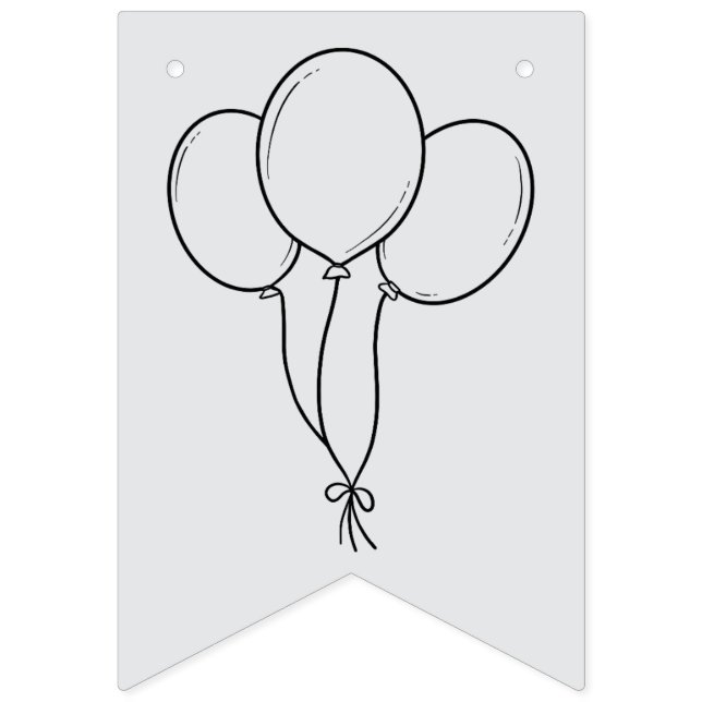Happy Birthday Colouring Banner Balloons, Hat, Cak (First Flag)