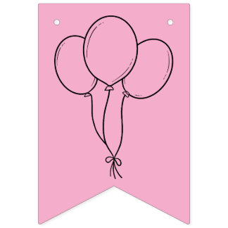 Happy Birthday Colouring Banner Balloons, Hat, Cak