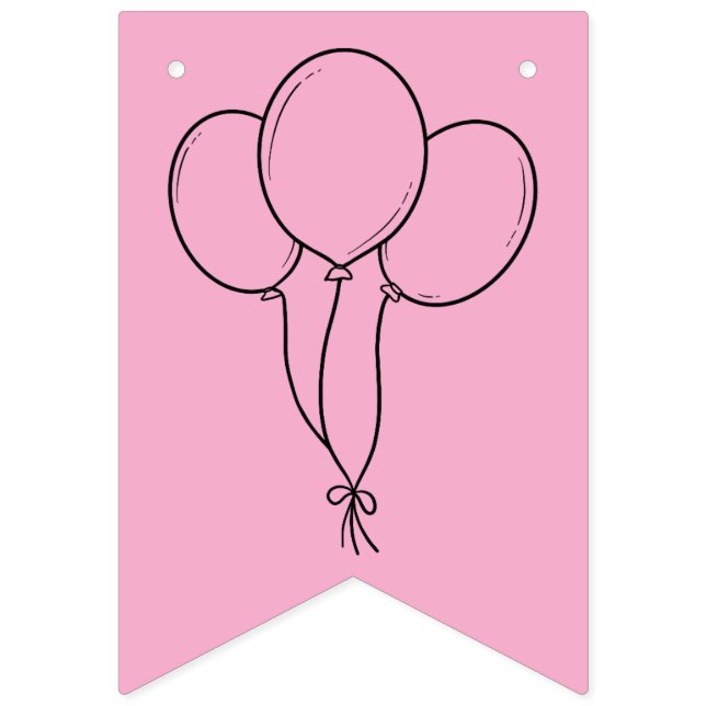 Happy Birthday Colouring Banner Balloons, Hat, Cak (First Flag)