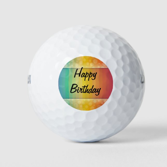 Happy Birthday, colours of the rainbow Golf Balls (Front)