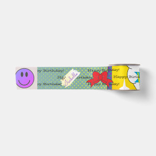 Happy Birthday Comic Book Look Satin Ribbon HAMbWG