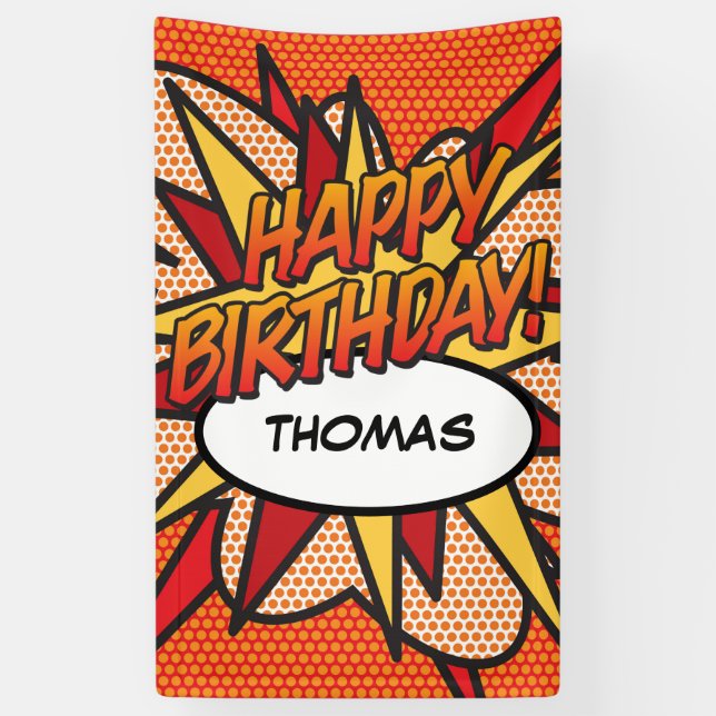 HAPPY BIRTHDAY Comic Book Pop Art Banner (Vertical)