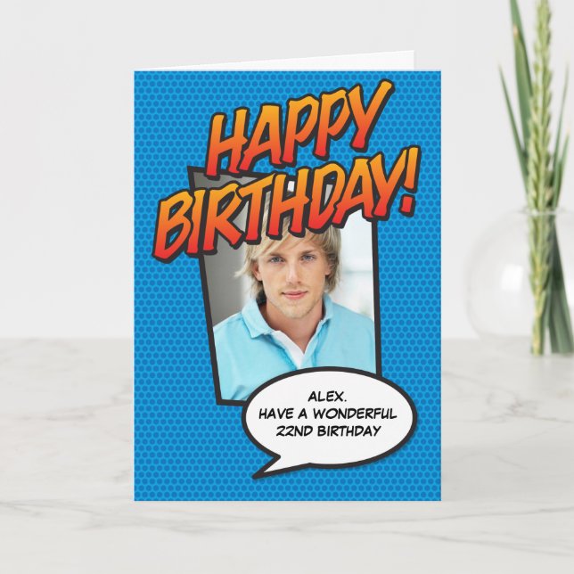 HAPPY BIRTHDAY Comic Book Pop Art Photo Card (Front)