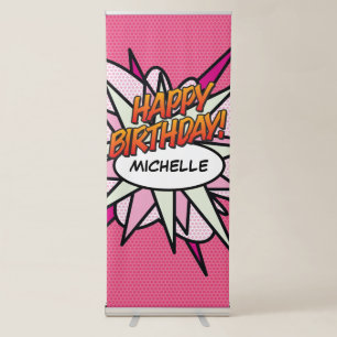 HAPPY BIRTHDAY Comic Book Pop Art Retractable Banner