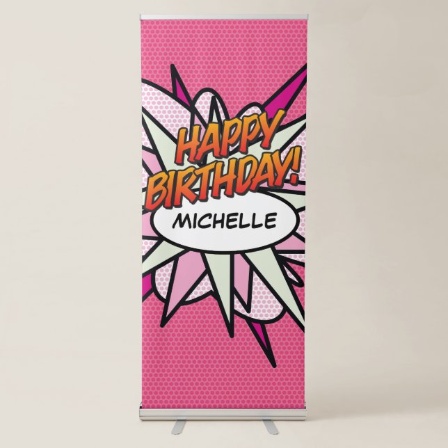 HAPPY BIRTHDAY Comic Book Pop Art Retractable Banner (Front)