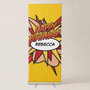 HAPPY BIRTHDAY Comic Book Pop Art Retractable Banner