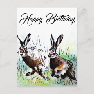 Happy Birthday con le lepri Postcard