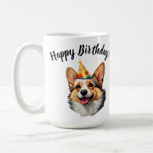 Happy Birthday cone Corgi Coffee Mug