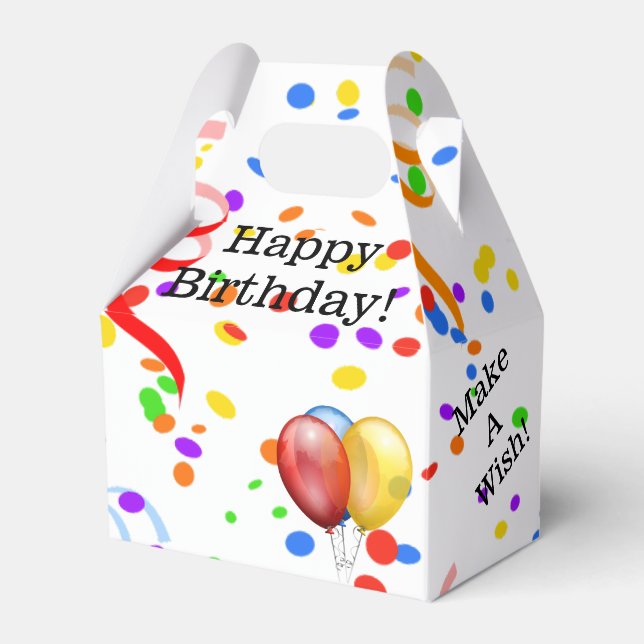 Happy Birthday Confetti And Balloons Favor Box (Front Side)