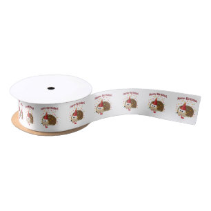 Happy Birthday! Confetti Hedgehog Satin Ribbon