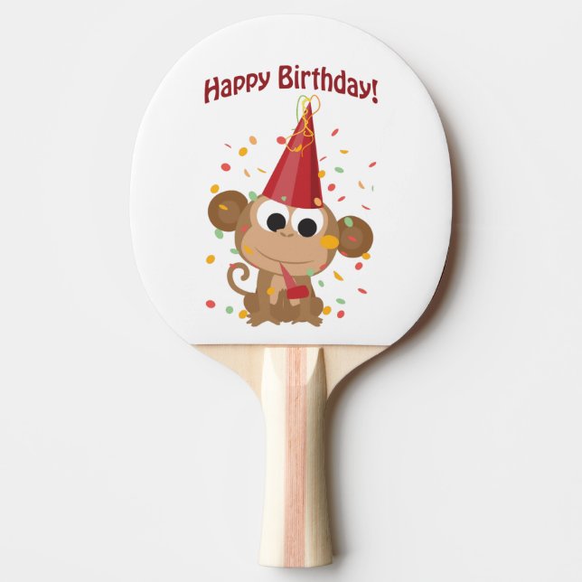 Happy Birthday! Confetti Monkey Ping Pong Paddle (Front)