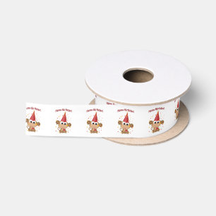 Happy Birthday! Confetti Monkey Satin Ribbon