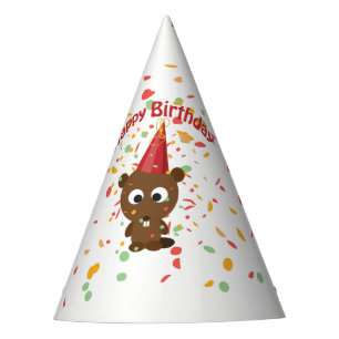 Happy Birthday Confetti Party Beaver Party Hat