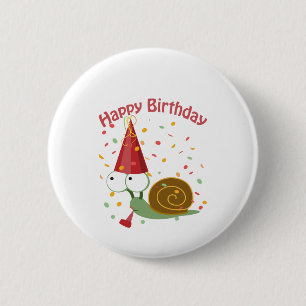 Happy Birthday! Confetti Snail 6 Cm Round Badge