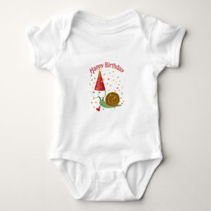 Happy Birthday! Confetti Snail Baby Bodysuit