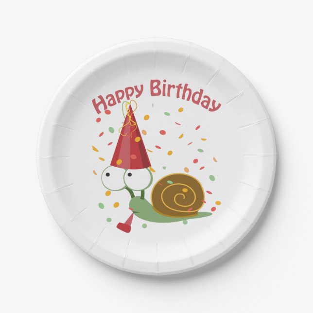 Happy Birthday! Confetti Snail Paper Plate (Front)