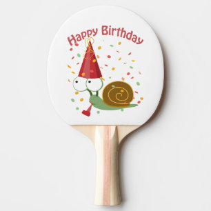 Happy Birthday! Confetti Snail Ping Pong Paddle