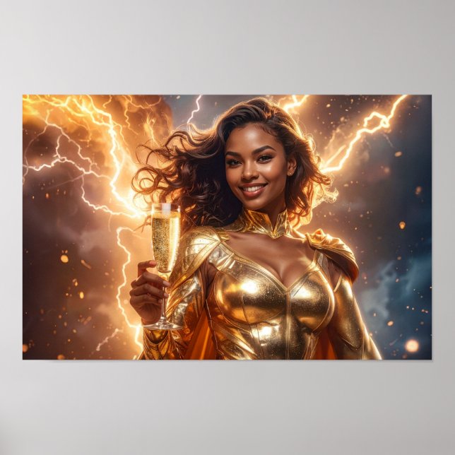 Happy Birthday Congratulations by female Superhero Poster (Front)