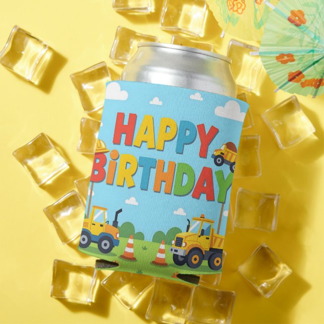 Happy birthday construction builder theme can cooler (In Situ Summer)