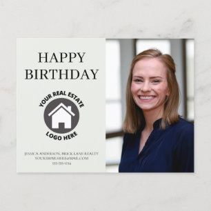 Happy Birthday Contact Info Photo Real Estate Postcard
