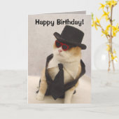 Happy Birthday, Cool Cat! Card (Yellow Flower)