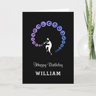 Happy Birthday Cool Jazz Musician Blue Lilac Card