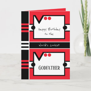 Happy Birthday Coolest Godfather red and black Card