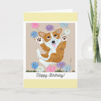 Happy Birthday Corgi Doggie Card