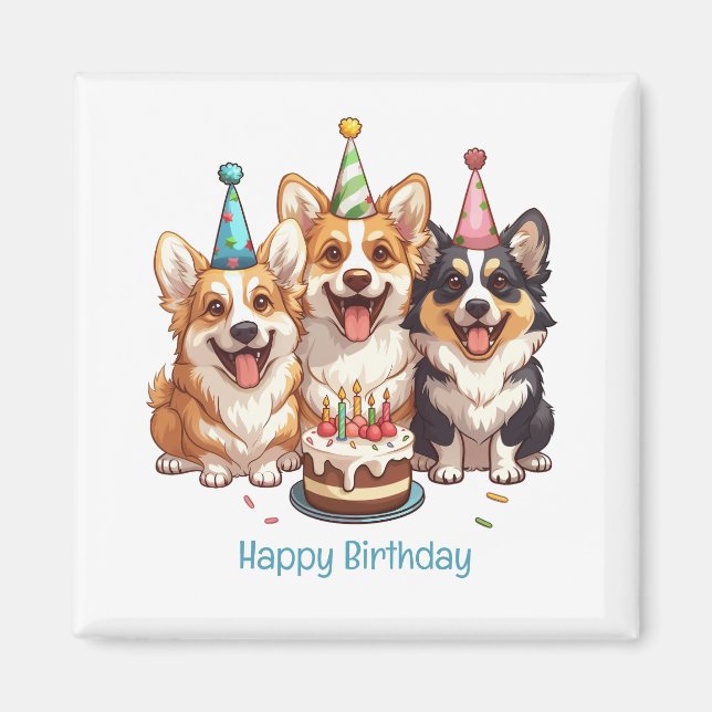 Happy Birthday Corgi Dogs Magnet (Front)