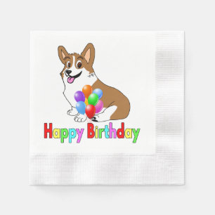 Happy Birthday Corgi Napkin