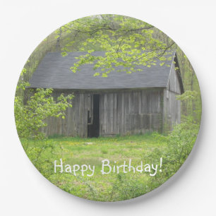 Happy Birthday Country Barn Paper Plate