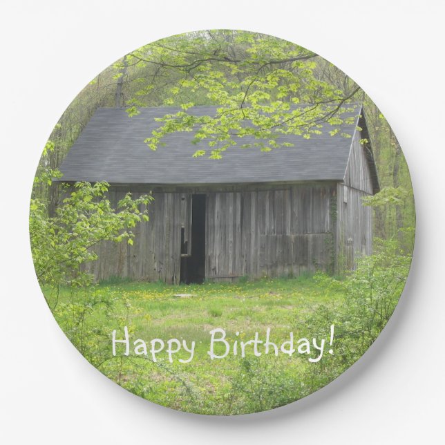 Happy Birthday Country Barn Paper Plate (Front)