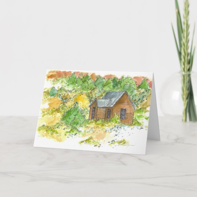 Happy Birthday Country Cabin Desert Landscape Card (Front)