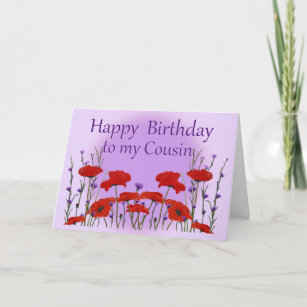 Happy Birthday Cousin, Field of Poppies Card