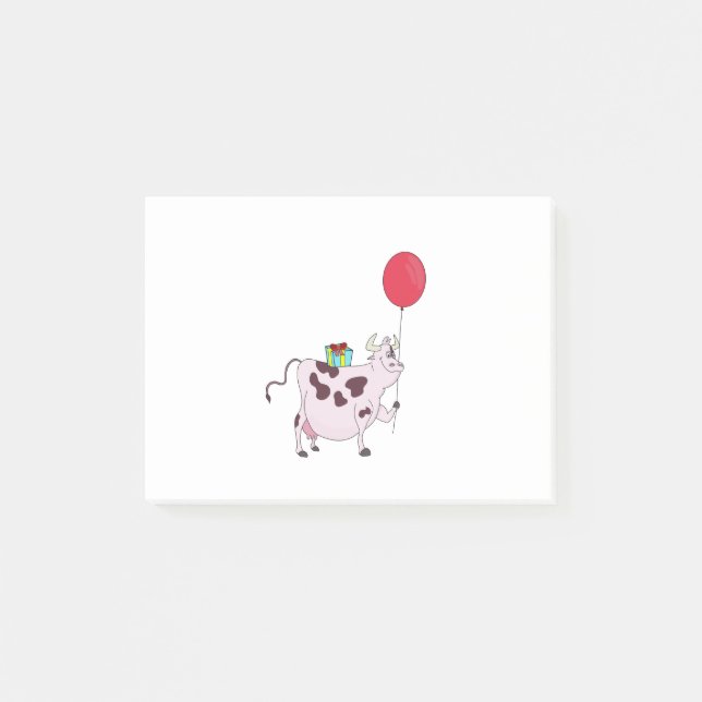 Happy Birthday Cow Post-it Notes (Front)