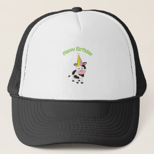 Happy birthday cow trucker hat