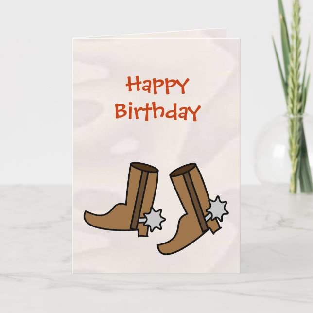 Happy Birthday Cowboy Boots for Country Western Card (Front)